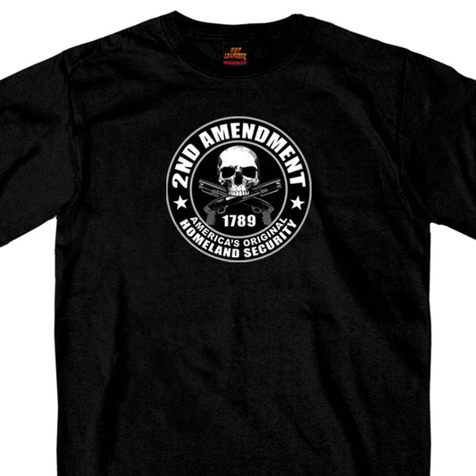Hot Leathers GMD1158 Men's '2nd Amendment America's Original Homeland Security' Black T-Shirt