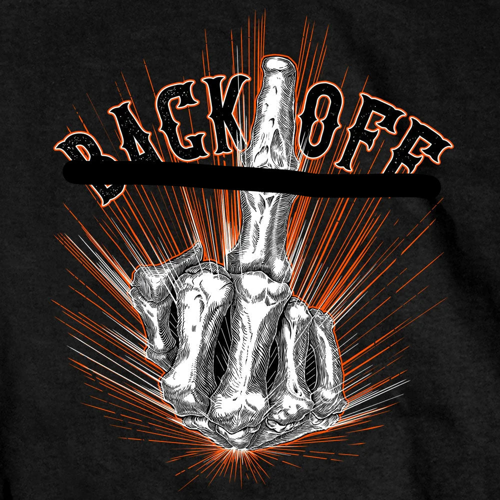 Hot Leathers GMD1453 Men's Back Off Bone Finger Black T-Shirt