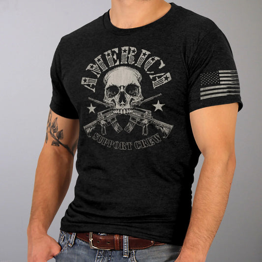 Hot Leathers GML1005 Men’s ‘American Support Crew’ Black T-Shirt