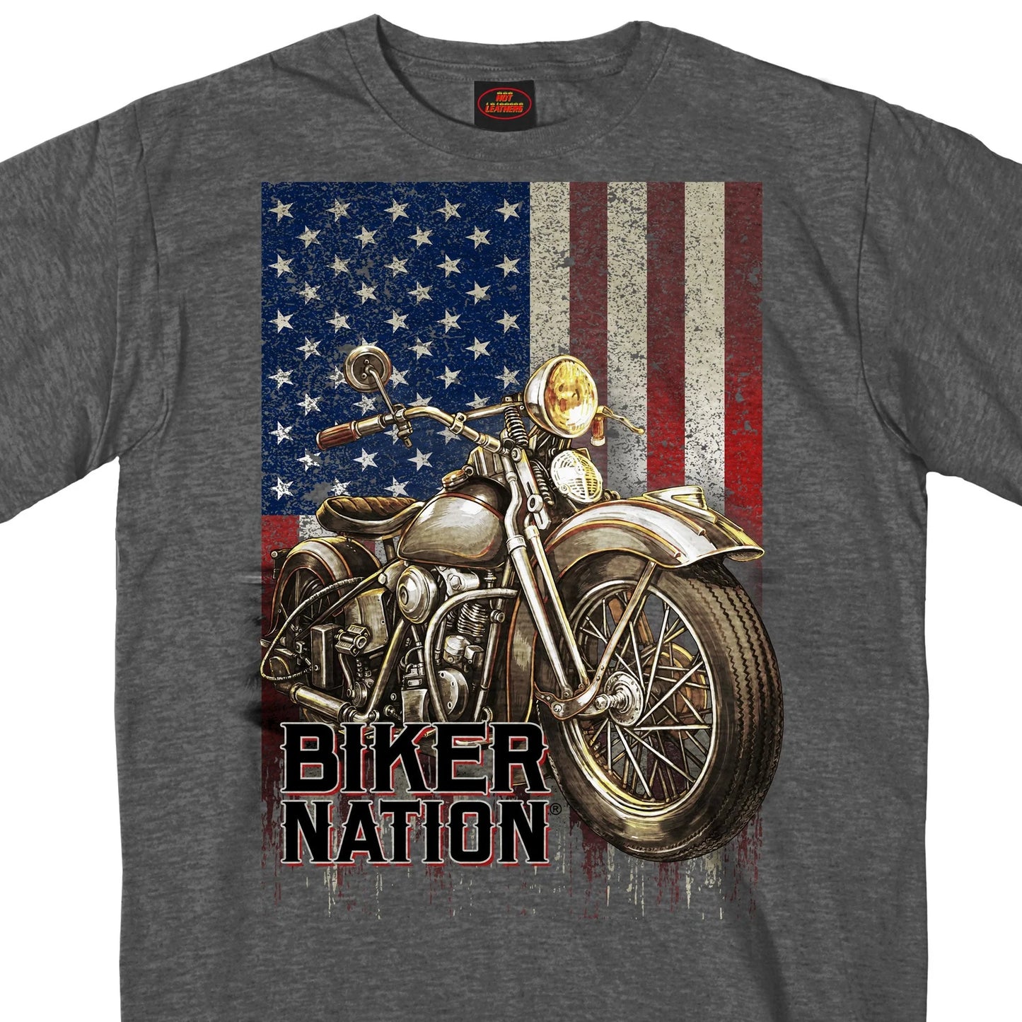 Hot Leathers Classic Cycle Flag Charcoal Heather Gray Men's T-Shirt GMS1462