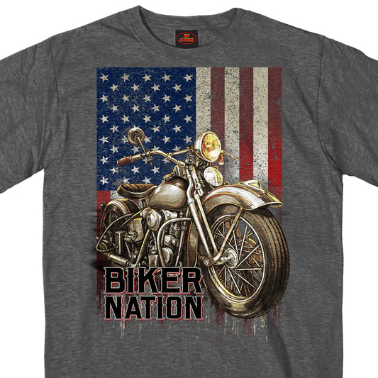 Hot Leathers Classic Cycle Flag Charcoal Heather Gray Men's T-Shirt GMS1462