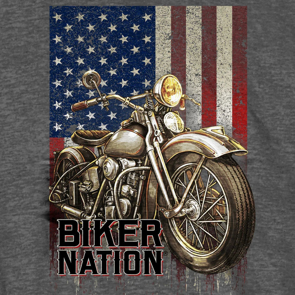 Hot Leathers Classic Cycle Flag Charcoal Heather Gray Men's T-Shirt GMS1462