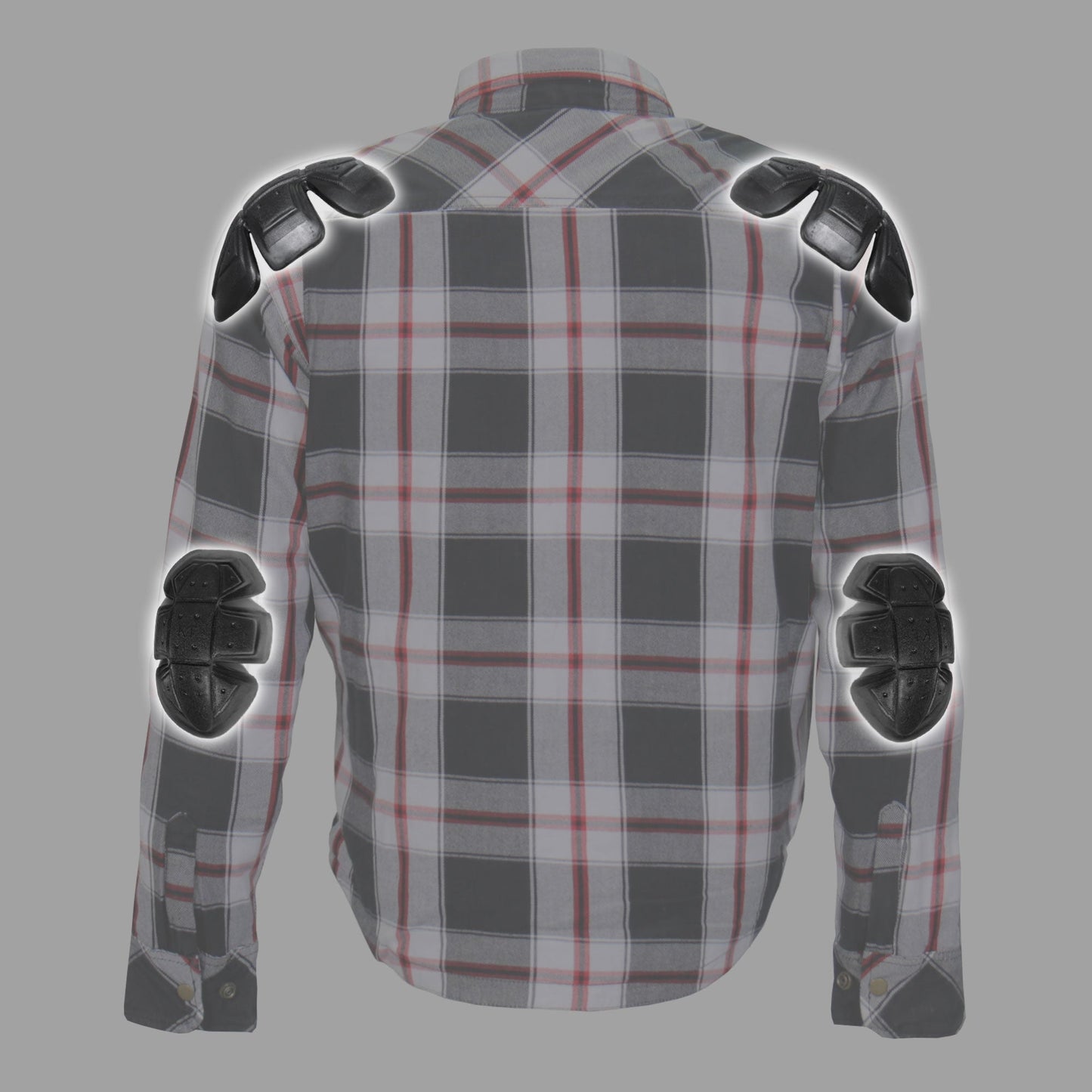Hot Leathers Men's 'Sinfire' White/Black Cotton Flannel Shirt - Button Front - Riding Proective Wear - JKM3001