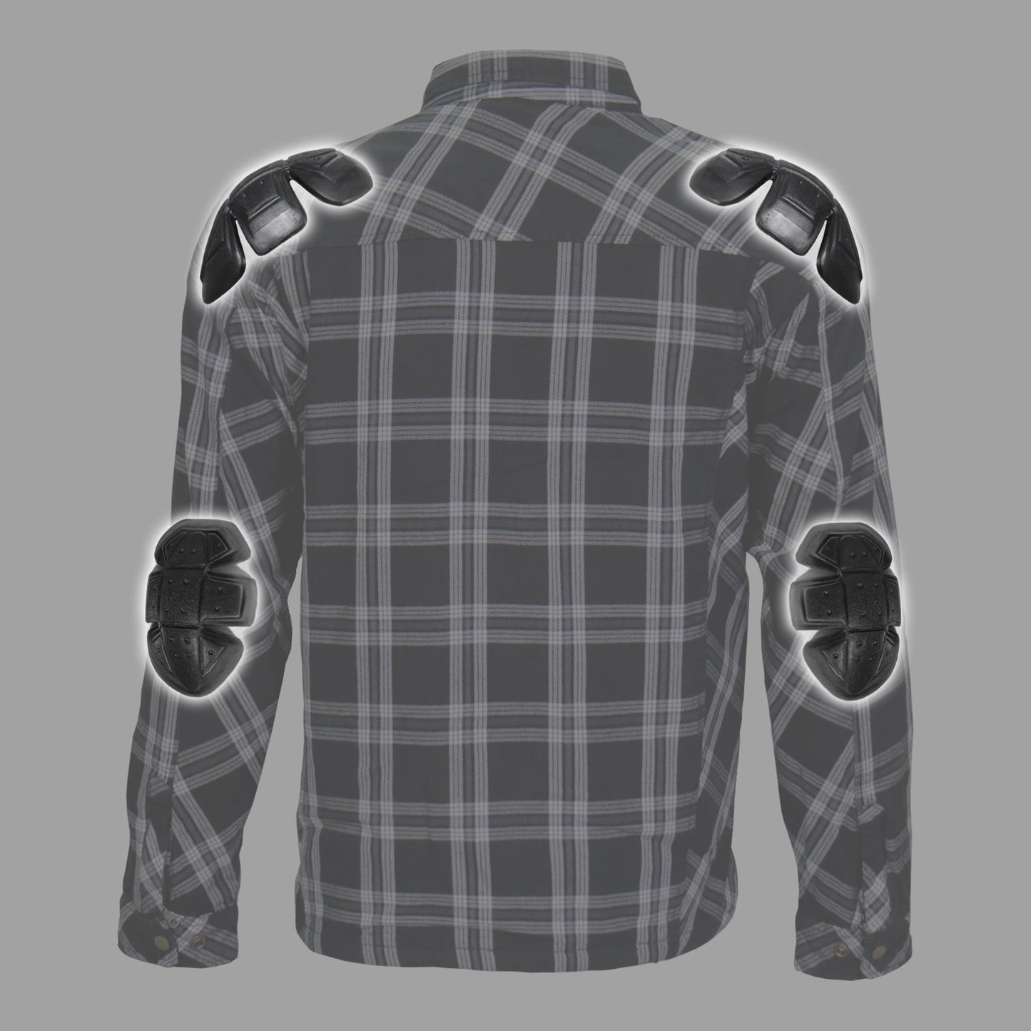 Hot Leathers Men's 'Road Wolf' White/Black Cotton Flannel Shirt - Button Front - Riding Protective Wear - JKM3002