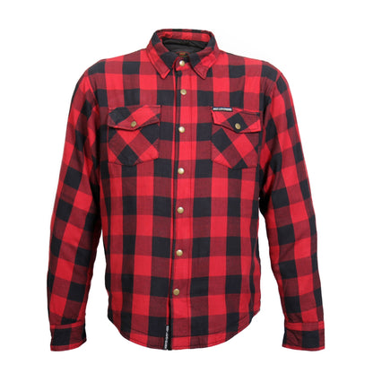 Hot Leathers Men's 'Black Venom' Red Cotton Flannel Shirt - Button Front - Riding Protective Wear - JKM3003