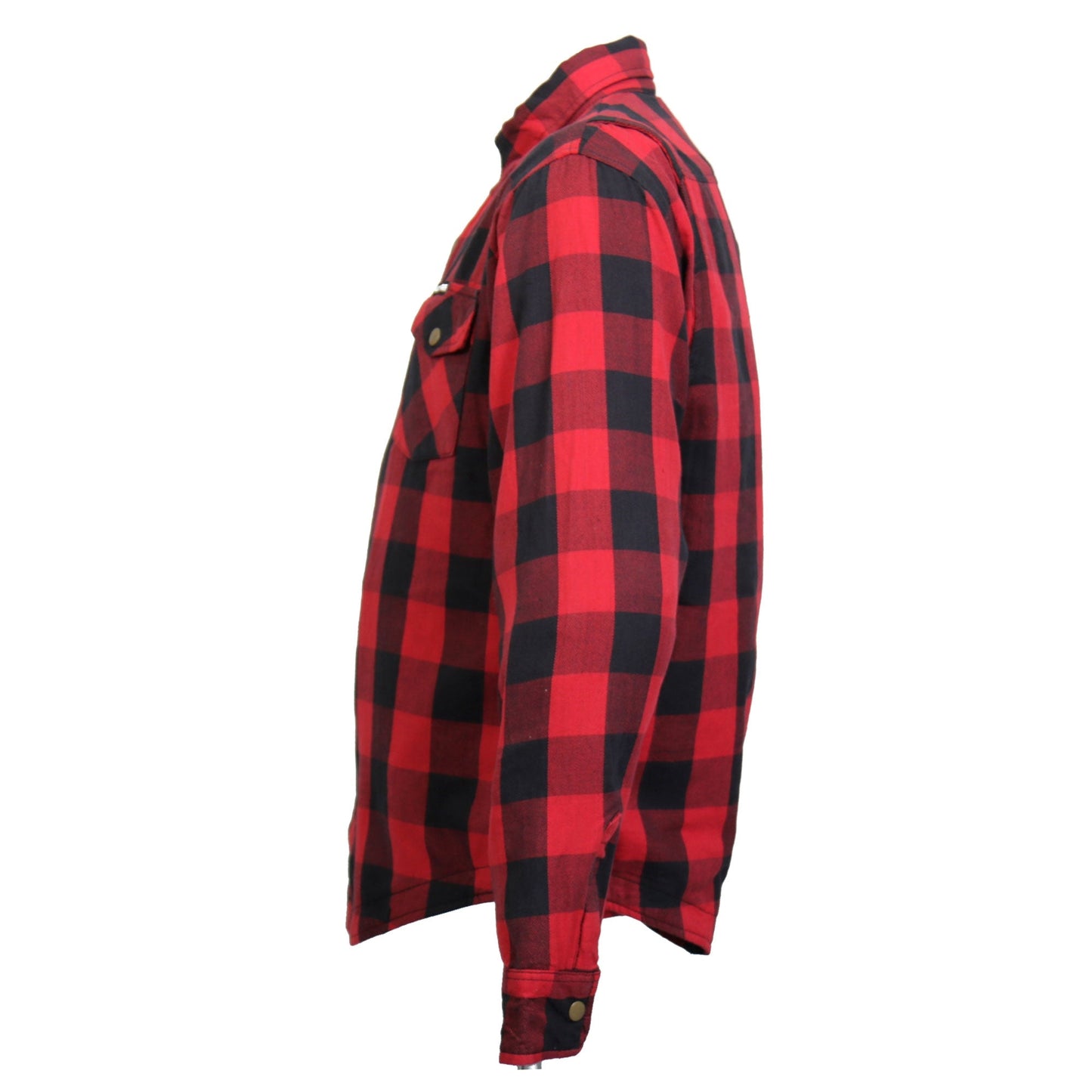 Hot Leathers Men's 'Black Venom' Red Cotton Flannel Shirt - Button Front - Riding Protective Wear - JKM3003