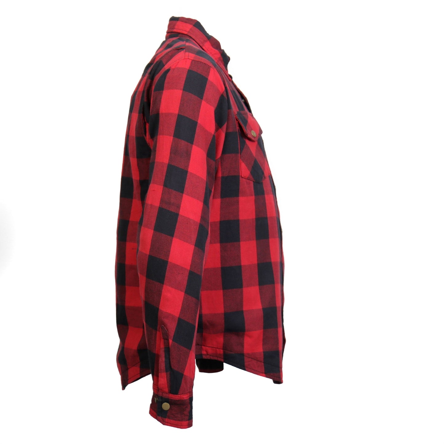 Hot Leathers Men's 'Black Venom' Red Cotton Flannel Shirt - Button Front - Riding Protective Wear - JKM3003