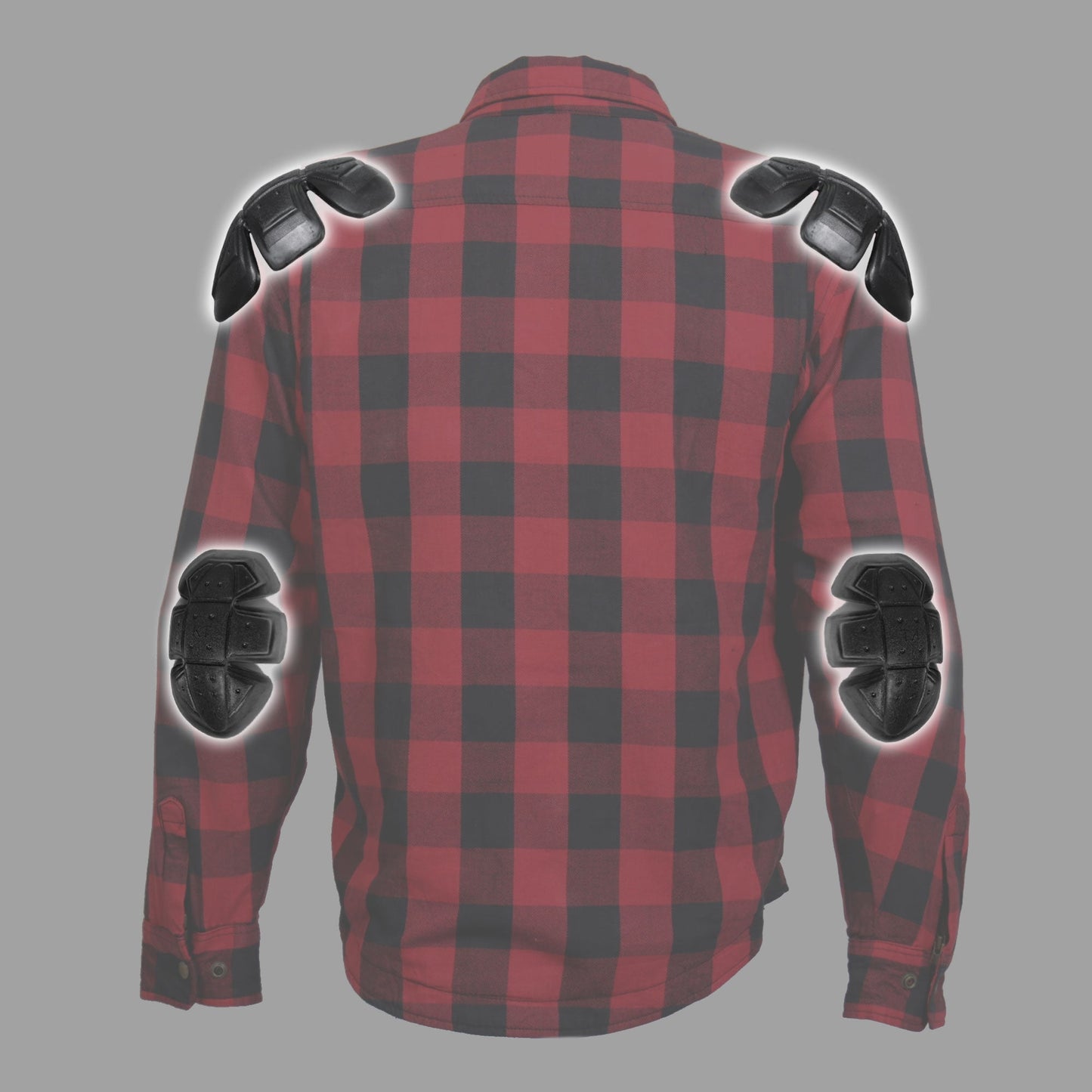 Hot Leathers Men's 'Black Venom' Red Cotton Flannel Shirt - Button Front - Riding Protective Wear - JKM3003