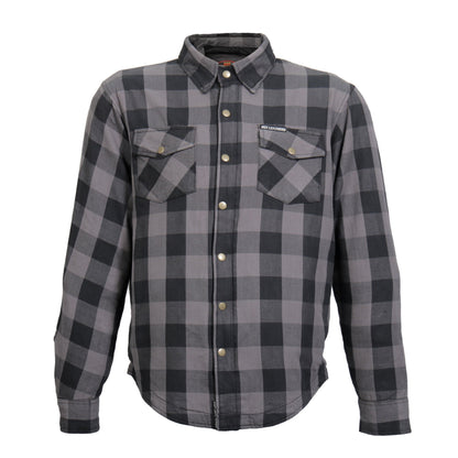 Hot Leathers Men's 'Last Stand' Gray Cotton Flannel Shirt - Button Front - Riding Protective Wear - JKM3004