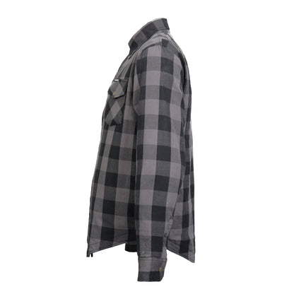 Hot Leathers Men's 'Last Stand' Gray Cotton Flannel Shirt - Button Front - Riding Protective Wear - JKM3004