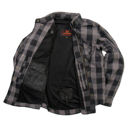 Hot Leathers Men's 'Last Stand' Gray Cotton Flannel Shirt - Button Front - Riding Protective Wear - JKM3004