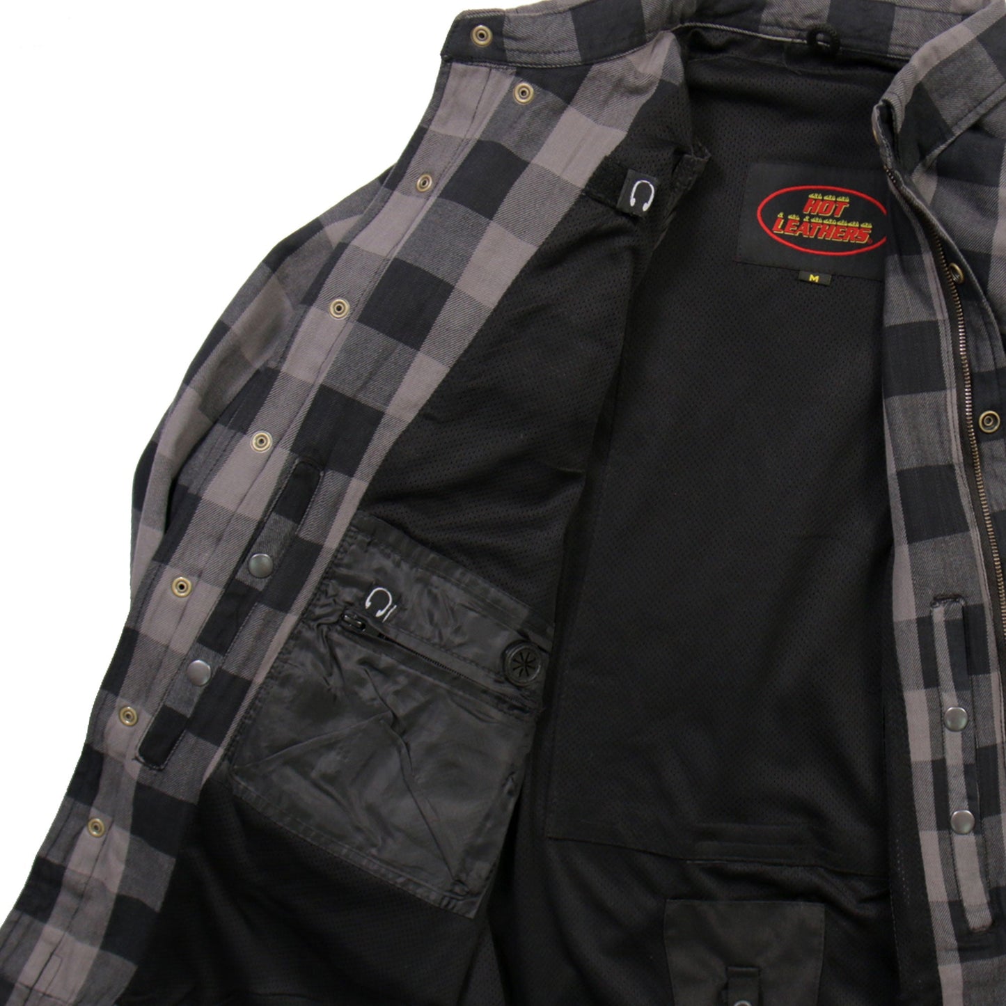 Hot Leathers Men's 'Last Stand' Gray Cotton Flannel Shirt - Button Front - Riding Protective Wear - JKM3004