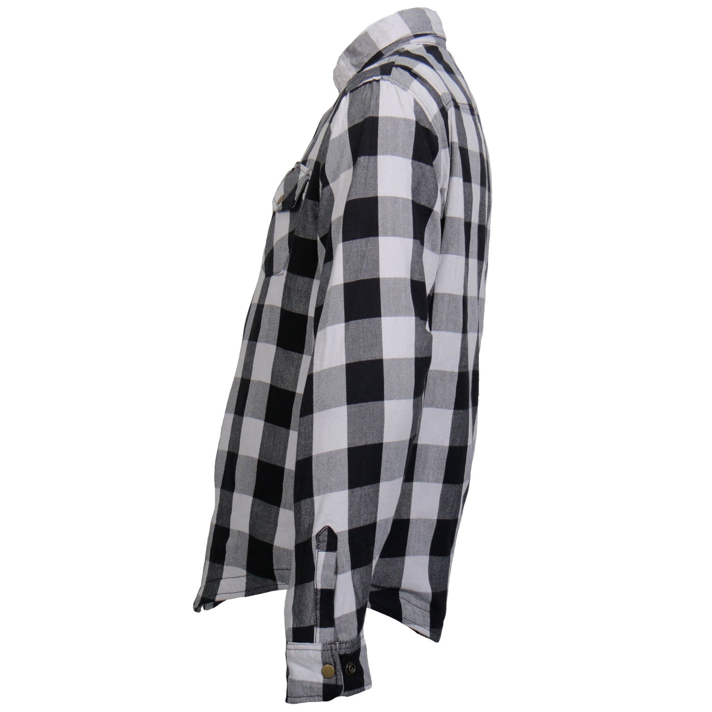 Hot Leathers Men's 'Iron Outlaw' White/Black Cotton Flannel Shirt - Button Front - Riding Protective Wear - JKM3005