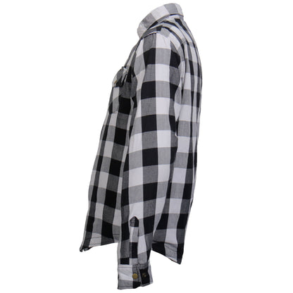 Hot Leathers Men's 'Iron Outlaw' White/Black Cotton Flannel Shirt - Button Front - Riding Protective Wear - JKM3005