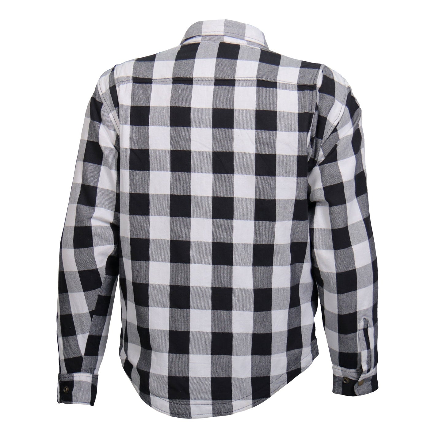 Hot Leathers Men's 'Iron Outlaw' White/Black Cotton Flannel Shirt - Button Front - Riding Protective Wear - JKM3005
