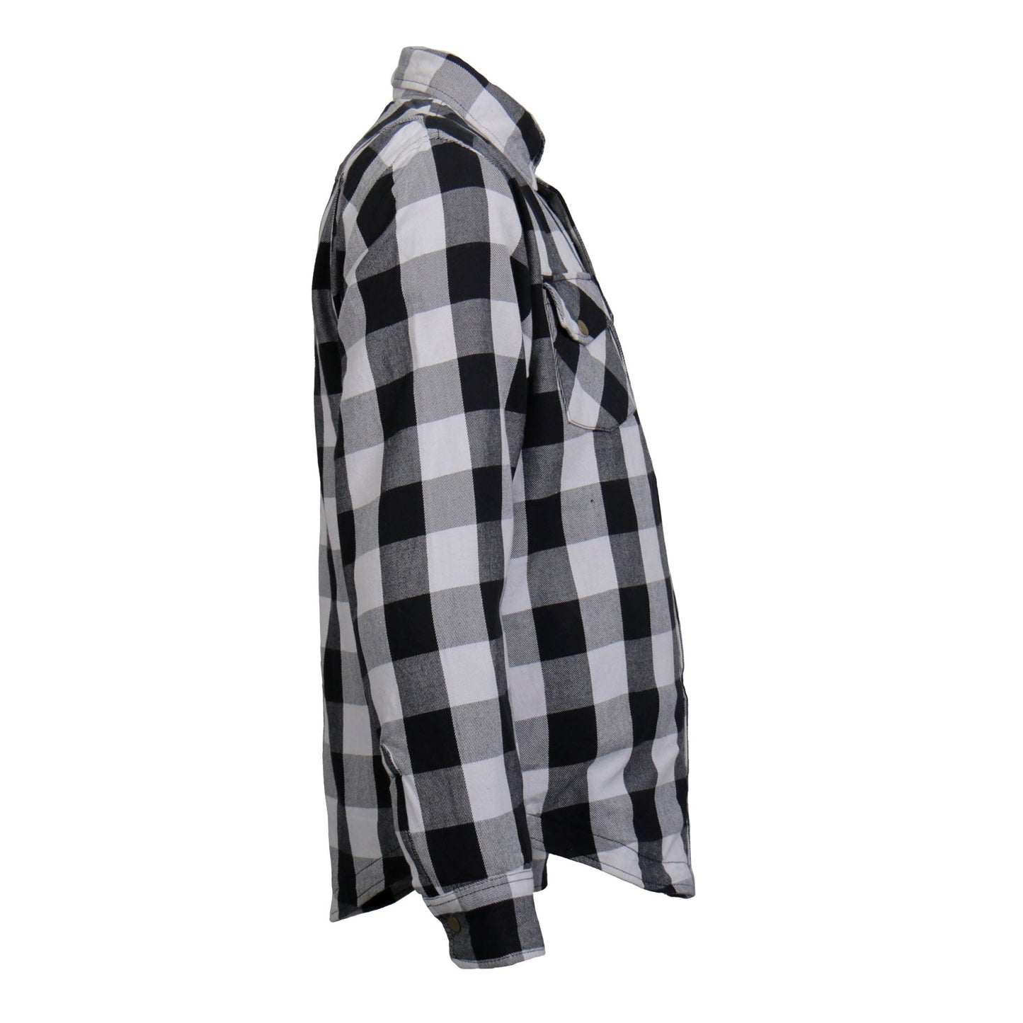 Hot Leathers Men's 'Iron Outlaw' White/Black Cotton Flannel Shirt - Button Front - Riding Protective Wear - JKM3005