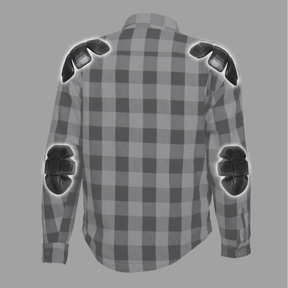 Hot Leathers Men's 'Iron Outlaw' White/Black Cotton Flannel Shirt - Button Front - Riding Protective Wear - JKM3005