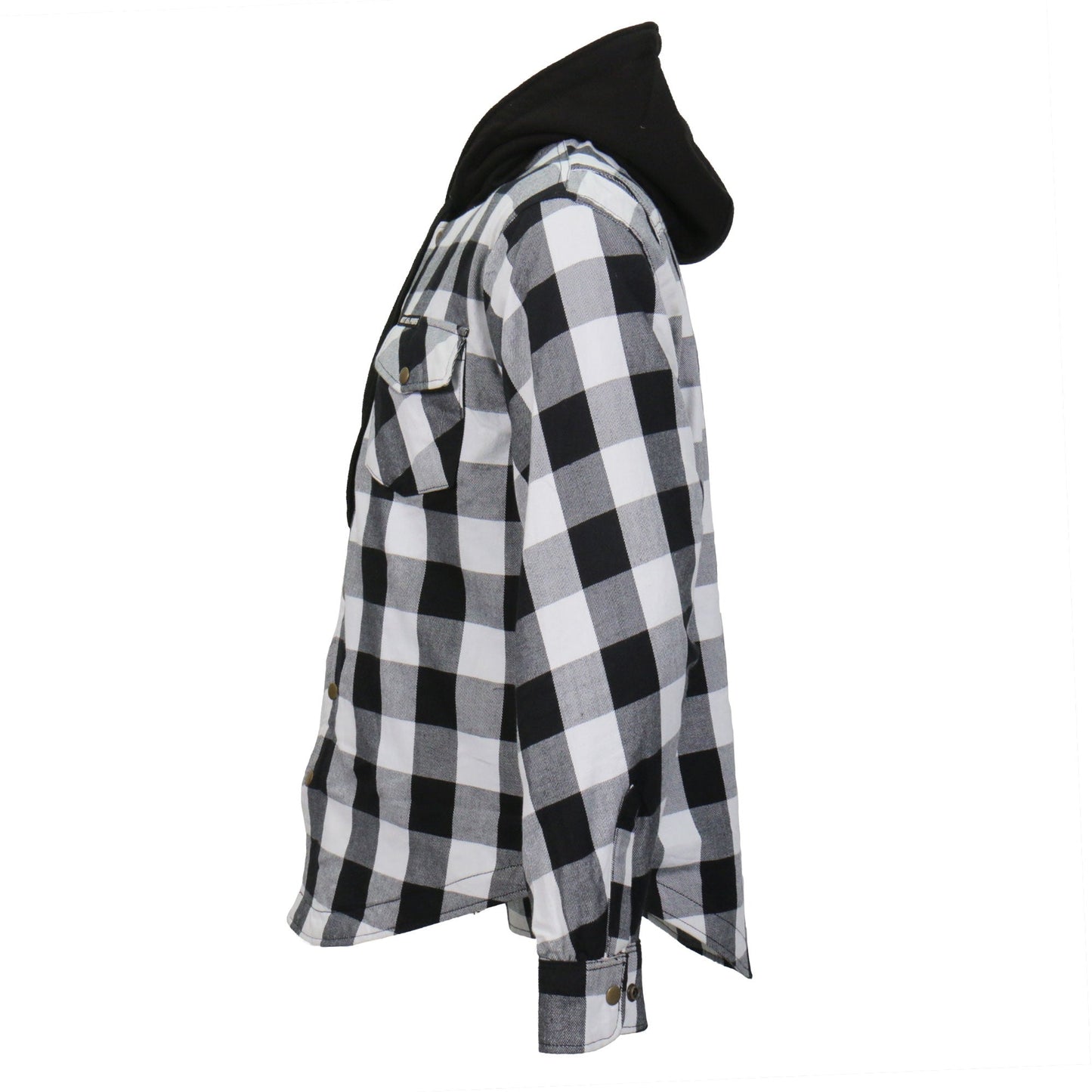 Hot Leathers Men's 'Death March' White/Black Cotton Flannel Shirt - Button Front - Riding Protective Wear - JKM3006