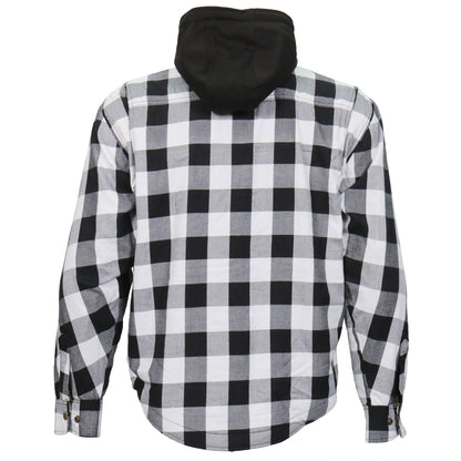 Hot Leathers Men's 'Death March' White/Black Cotton Flannel Shirt - Button Front - Riding Protective Wear - JKM3006
