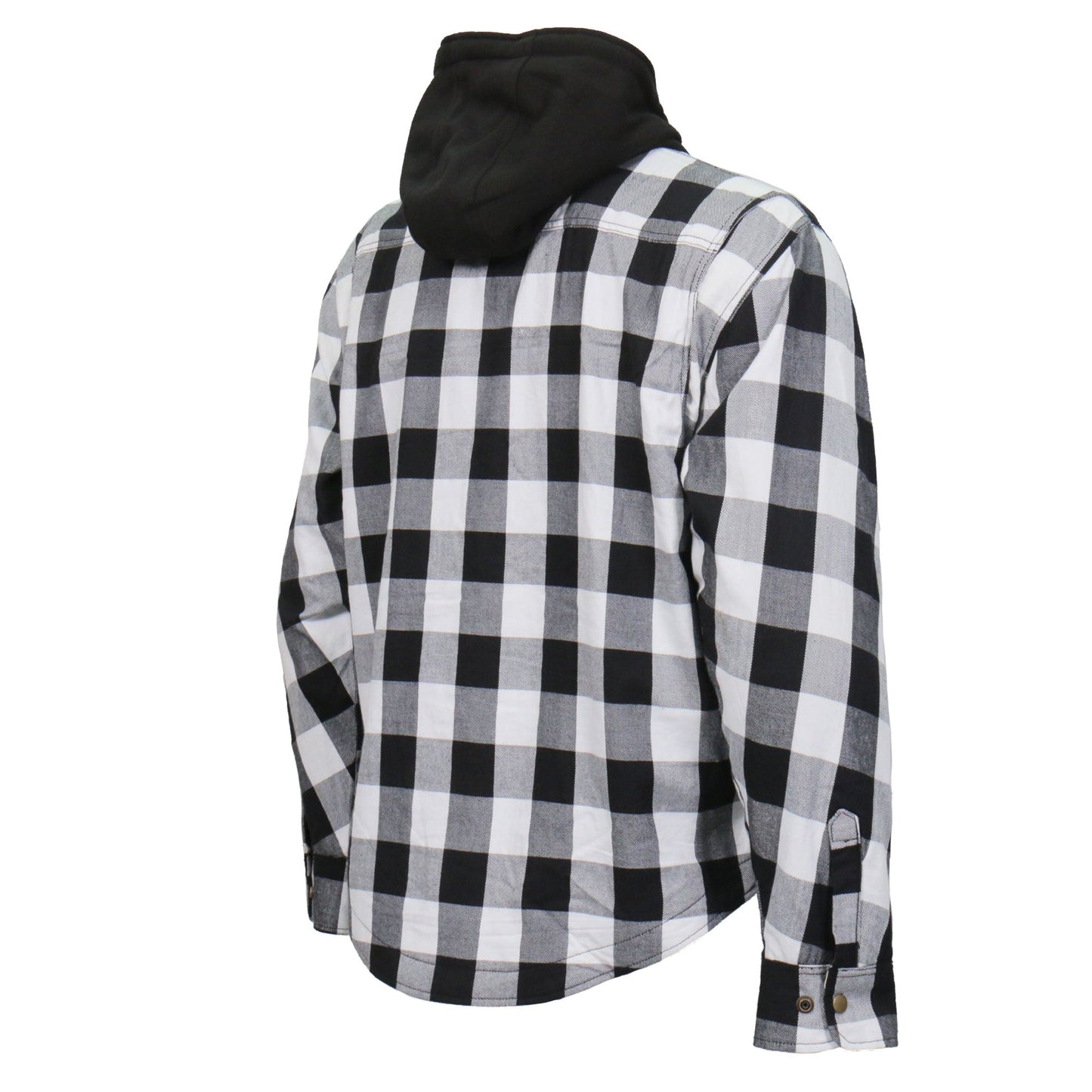 Hot Leathers Men's 'Death March' White/Black Cotton Flannel Shirt - Button Front - Riding Protective Wear - JKM3006