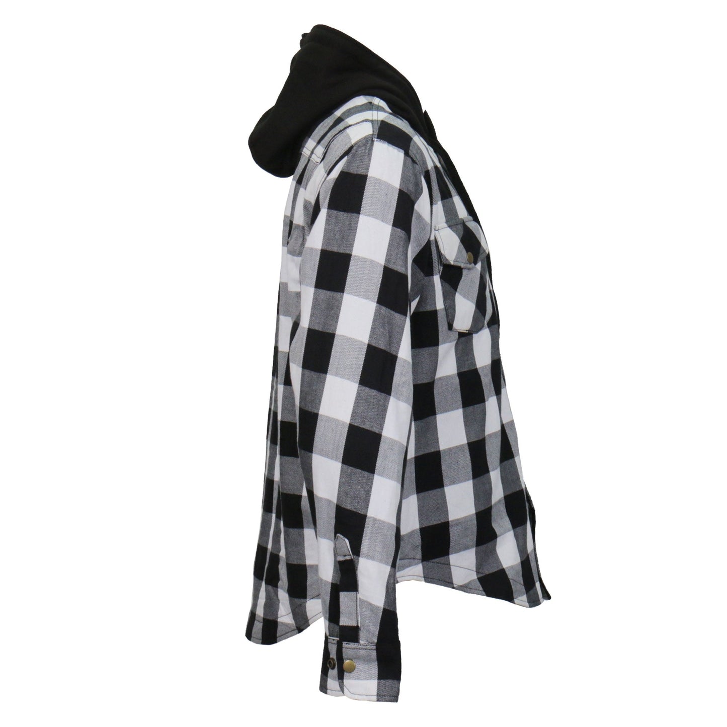 Hot Leathers Men's 'Death March' White/Black Cotton Flannel Shirt - Button Front - Riding Protective Wear - JKM3006