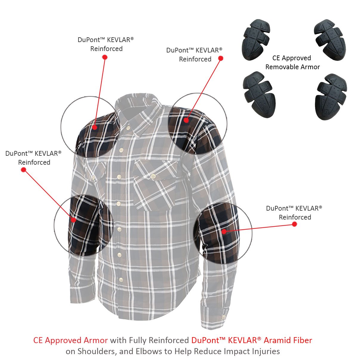 Milwaukee Leather Men's Firestorm Multi/Color CE Armored Flannel Shirt with Aramid Reinforced Zones - MPM1641