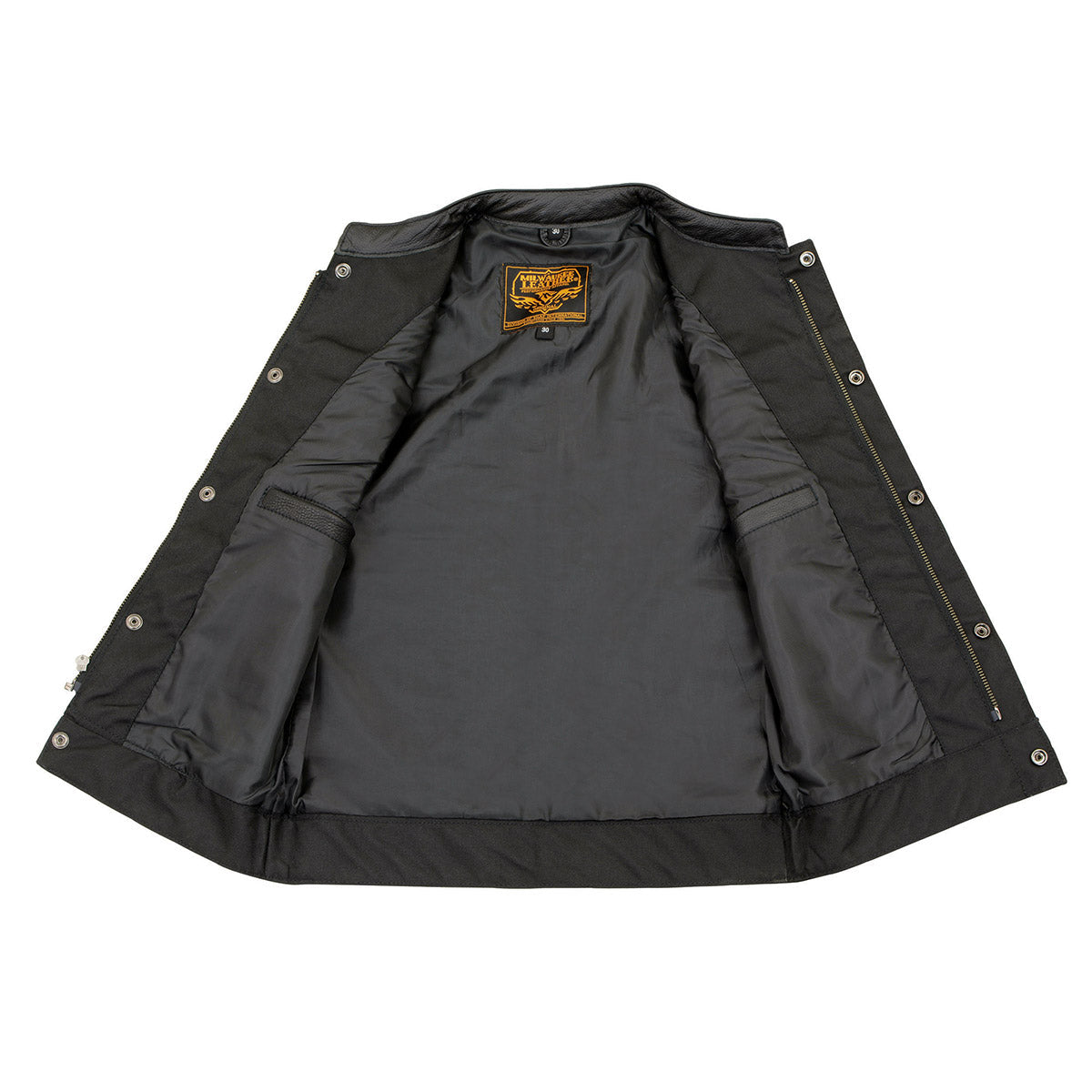 Milwaukee Leather LKY3850 Youth Size Black Leather Open Neck Club Style Motorcycle Riders Vest