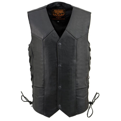 Milwaukee Leather LKY3860 Youth Size Black Leather Motorcycle Riders Vest w/ Side Lace