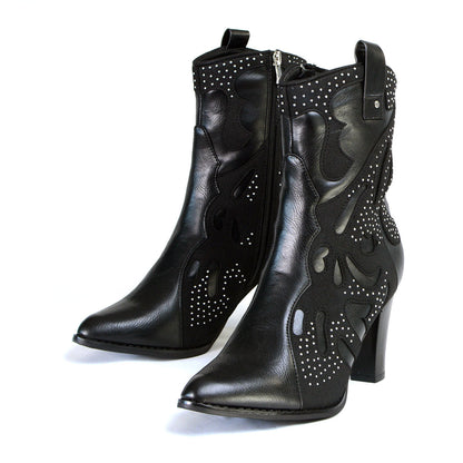 Milwaukee Leather MBL9429 Women's Black Western Style Fashion Casual Boots with Studded Bling