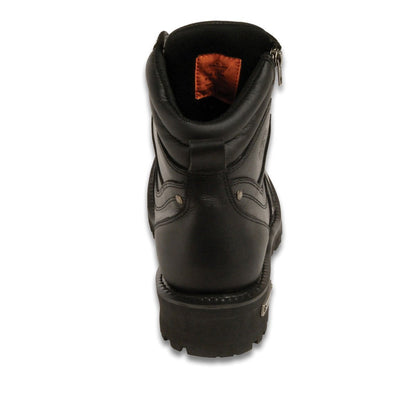 Milwaukee Leather Men's Black Leather 6-inch Lace-Up Motorcycle Biker Rider Boots w/ Zipper Closure MBM9050
