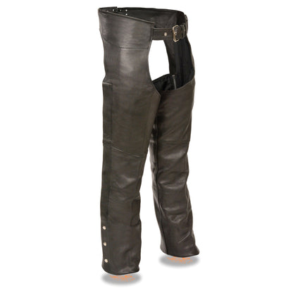 Milwaukee Leather Chaps for Men's Black Premium Leather Fully Lined  Motorcycle Chaps w/ Front Coin Pocket-ML1115