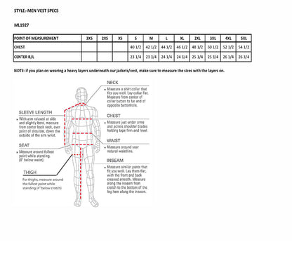 Milwaukee Leather ML1927 Men's Black Premium Leather Side Buckle Motorcycle Rider Vest w/ Eagle Nickel Snaps Closure