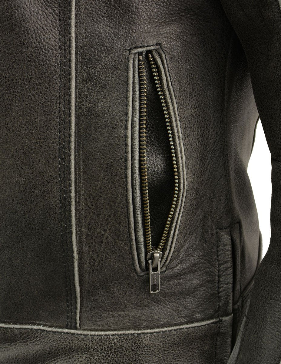 Milwaukee Leather MLL2550 Women's Scooter Distressed Grey Leather Motorcycle Riding Vented Jacket