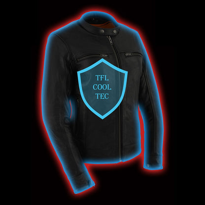 Milwaukee Leather MLL2552 Women's Premium Black Leather Motorcycle Rider Jacket w/ Cool-Tec Leather Treatement