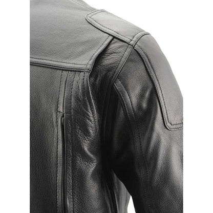 Milwaukee Leather MLM1502 Men's Black Premium Leather Vented Motorcycle Biker Jacket w/ Cool-Tec Leather Treatment Tech