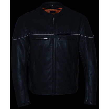 Milwaukee Leather MLM1504 Men's Black ‘The Skelly Racer’ Premium Moto Leather Jacket