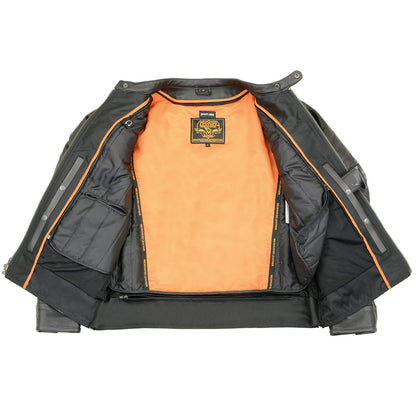 Milwaukee Leather MLM1551 Men's Black Lightweight Premium Leather Motorcycle Jacket w/ Cool-Tec Leather Treatement