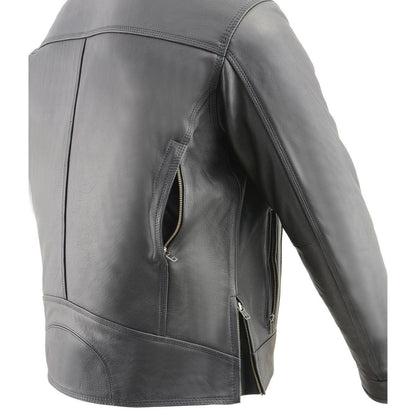 Milwaukee Leather MLM1551 Men's Black Lightweight Premium Leather Motorcycle Jacket w/ Cool-Tec Leather Treatement