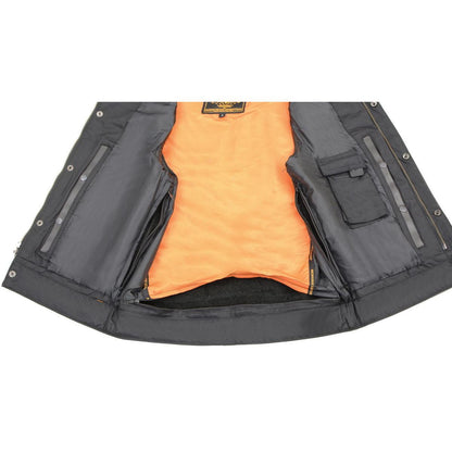 Milwaukee Leather Men's MLM3514 Black Premium Dual Closure Club Style Motorcycle Vest w/ Cool-Tec Leather Treatment