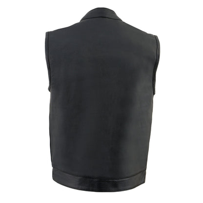 Milwaukee Leather Men's MLM3514 Black Premium Dual Closure Club Style Motorcycle Vest w/ Cool-Tec Leather Treatment