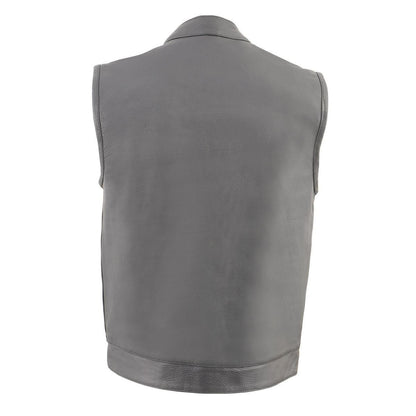 Milwaukee Leather Men's MLM3514 Black Premium Dual Closure Club Style Motorcycle Vest w/ Cool-Tec Leather Treatment