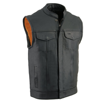 Milwaukee Leather Men's MLM3514 Black Premium Dual Closure Club Style Motorcycle Vest w/ Cool-Tec Leather Treatment