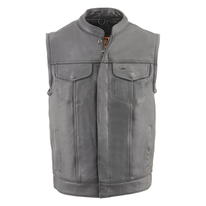 Milwaukee Leather Men's MLM3514 Black Premium Dual Closure Club Style Motorcycle Vest w/ Cool-Tec Leather Treatment