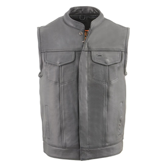 Milwaukee Leather Men's MLM3514 Black Premium Dual Closure Club Style Motorcycle Vest w/ Cool-Tec Leather Treatment