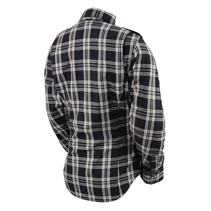 Milwaukee Leather MPL2600 Women’s Plaid Flannel Biker Shirt w/ CE Approved Armor - Reinforced w/ Aramid Fiber