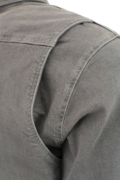 Milwaukee Leather Men's Pitfall Gray CE Armored Flannel Shirt with Aramid Reinforced Zones - MPM1621