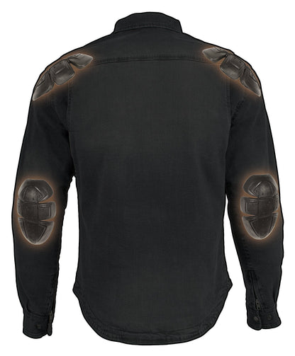 Milwaukee Leather Men's Pitfall Gray CE Armored Flannel Shirt with Aramid Reinforced Zones - MPM1621