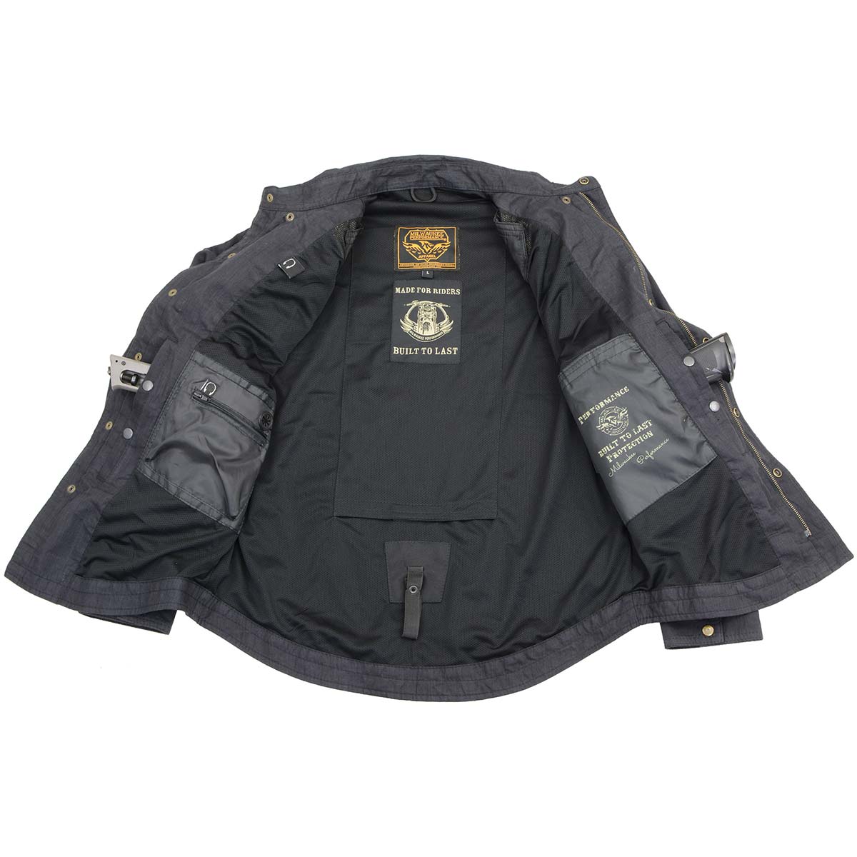Milwaukee Leather Men's Warpath Black CE Armored Flannel Shirt with Aramid Reinforced Zones - MPM1622