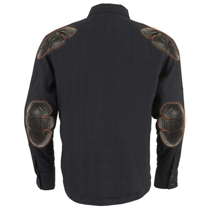 Milwaukee Leather Men's Warpath Black CE Armored Flannel Shirt with Aramid Reinforced Zones - MPM1622