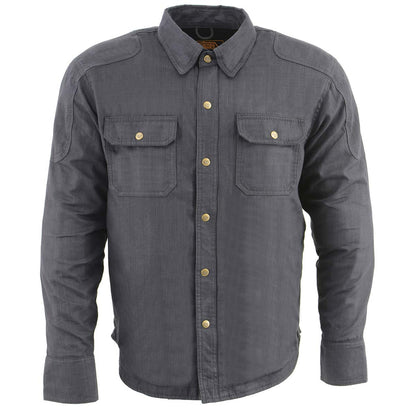 Milwaukee Leather Men's Warpath Black CE Armored Flannel Shirt with Aramid Reinforced Zones - MPM1622